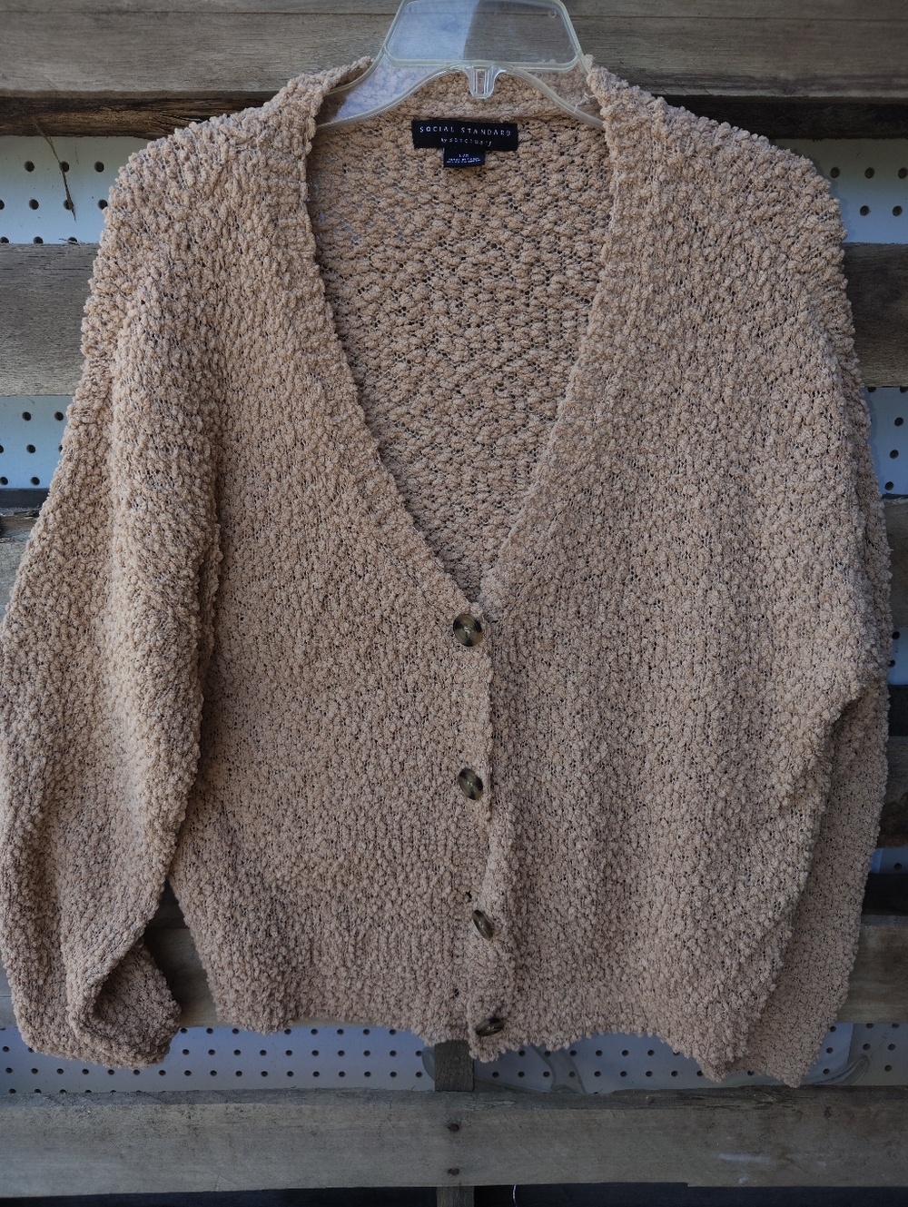Social Standards Cream Popcorn Knit Button-Front Cardigan